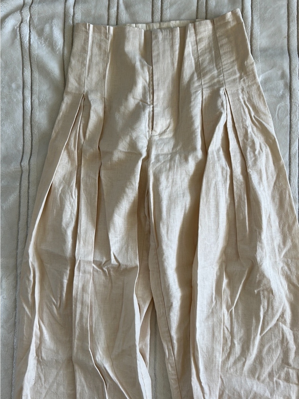 St. Agni Cream High-Rise Wide-Leg Trousers - Picture 3 of 10